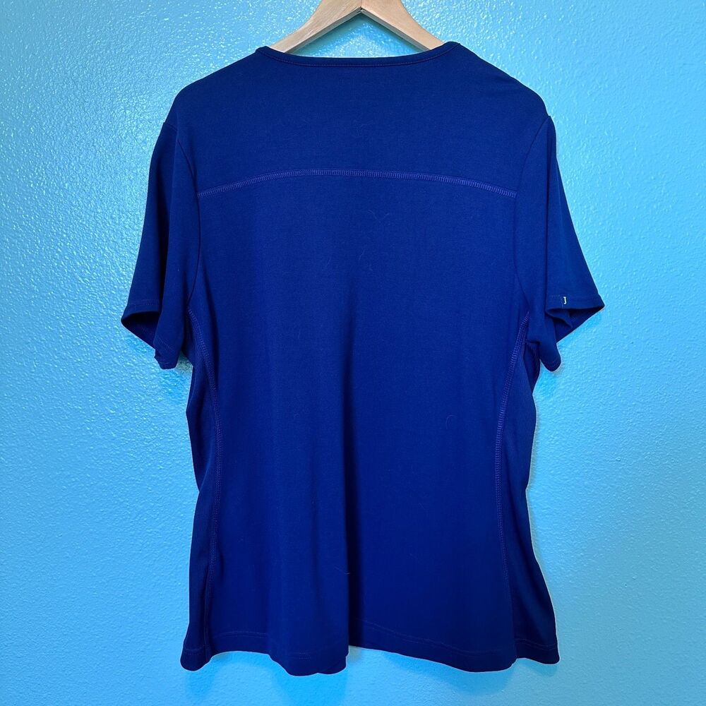 Jaanuu Women's Scrubs Top Navy Blue Pockets Short Sleeve Plus Size 1X